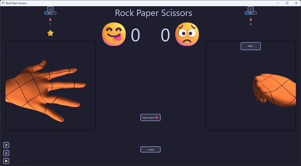 The Rock-Paper-Scissors game interface reacting to muscle activity in real time